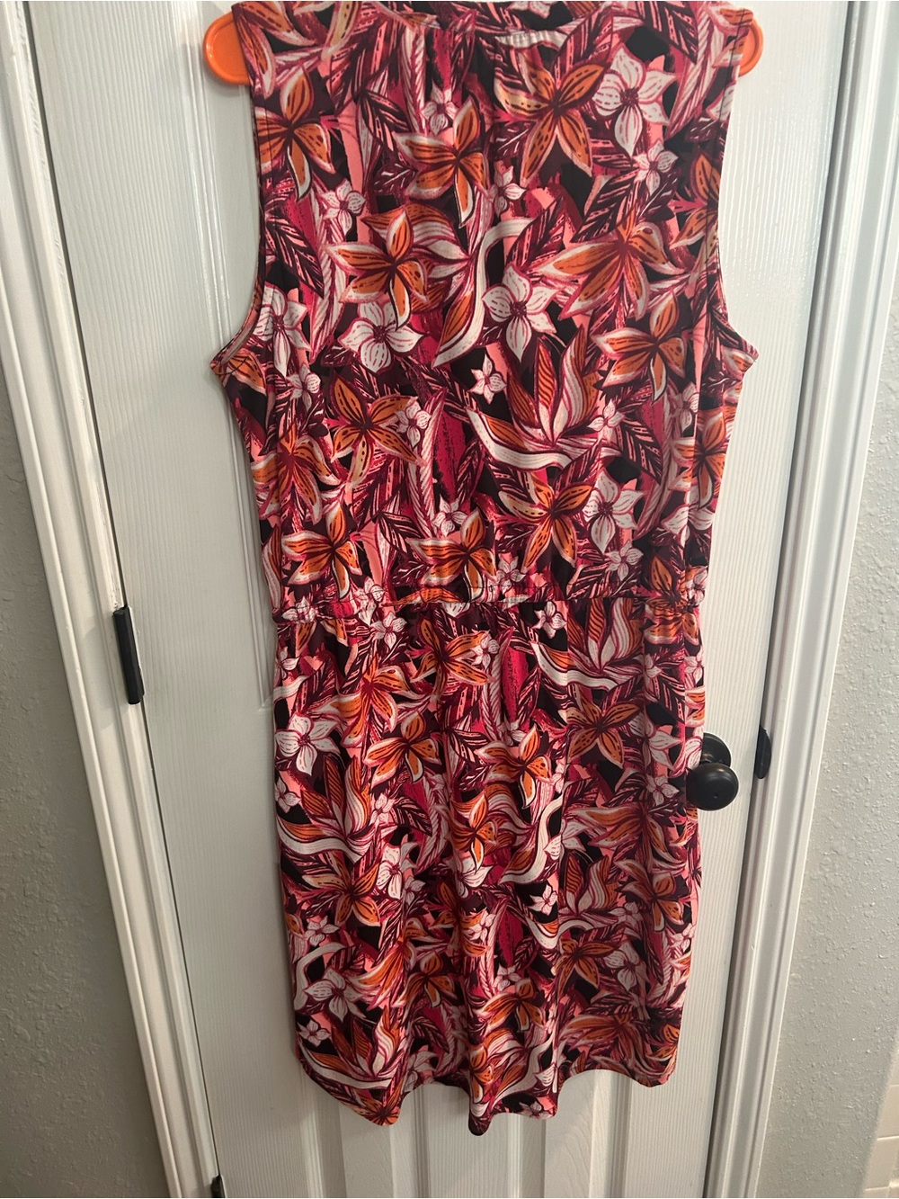 Apt 9 Women's size L Multicolor Floral Dress stretch sleeveless drawstring - Picture 7 of 8